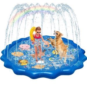 QDH Splash Pad Sprinklers For Kids and Dogs - 68” Splash Pad - Blue